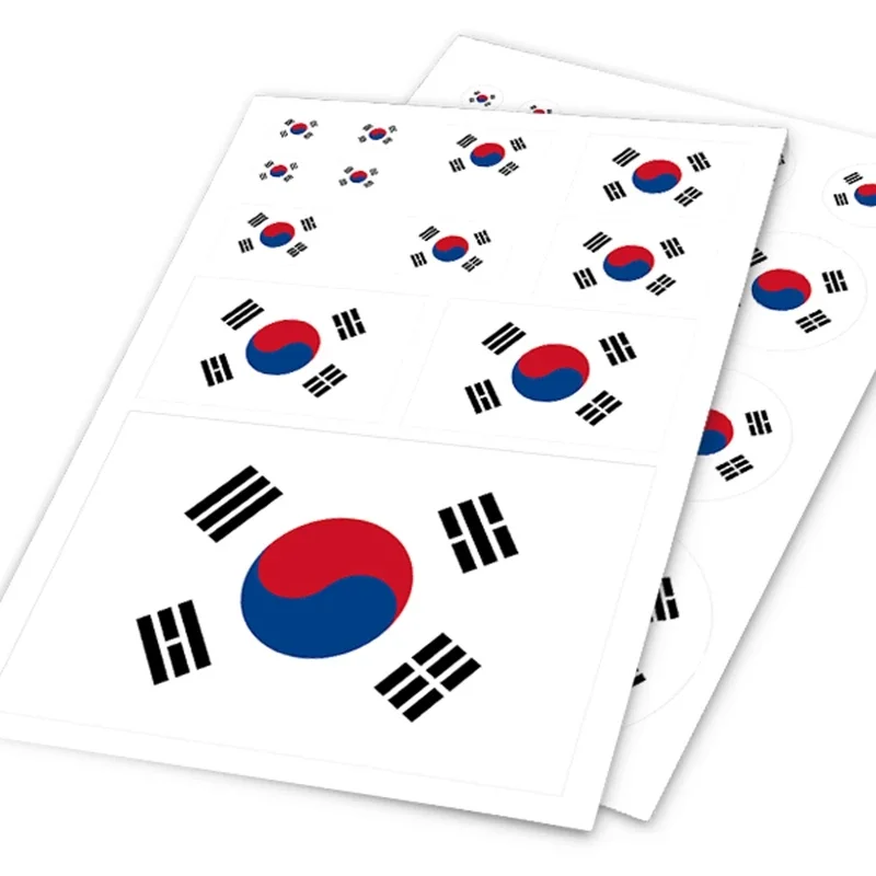 High-Quality South Korea Flag Car Sticker Pack - Stylish & Patriotic Decoration for Motorcycle, Bike, Laptop, Helmet, Suitcase