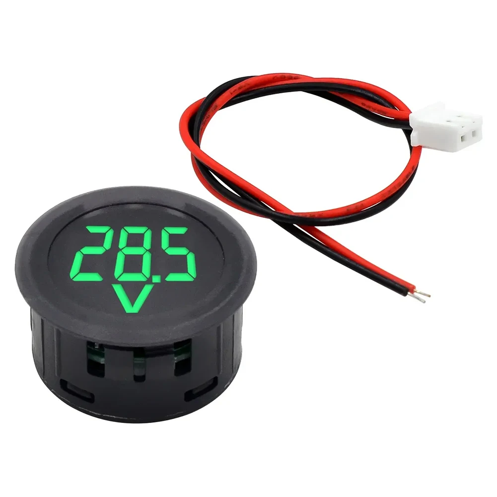 Round DC 5-100V LED Digital Display Circular Two-wire Voltmeter DC Digital Voltmeter Head Display Reverse Connection Protection