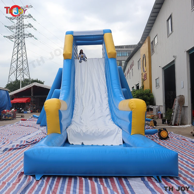 Free Ship to Port , 16x8m Tropical Blue Waterslide Giant Inflatable Water Slide with Pool