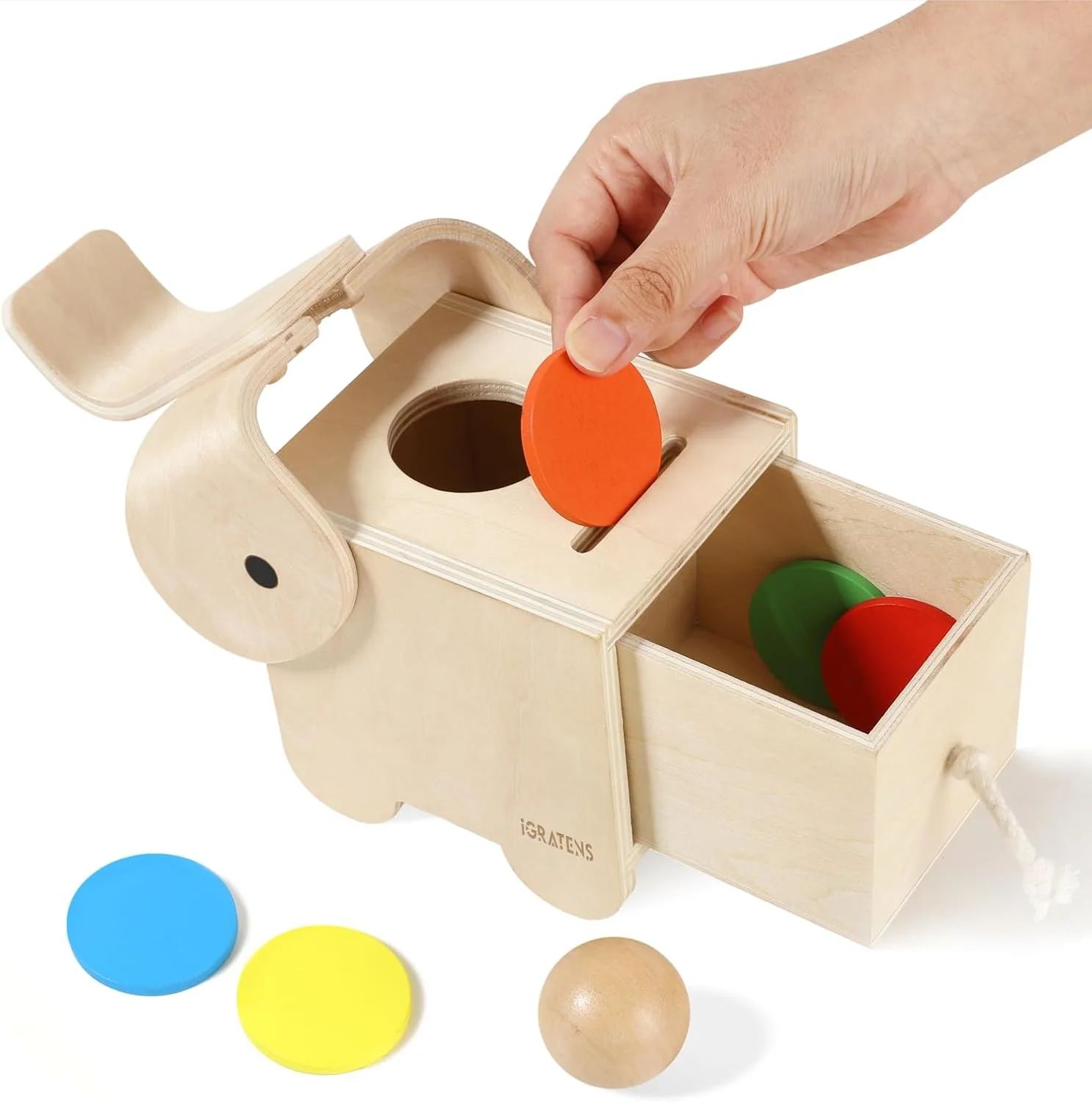 Clasificador de formas de elefante para bebés: ¡Lanzar formas para recuperar juguetes, desarrollar habilidades motoras finas entre se divertir!