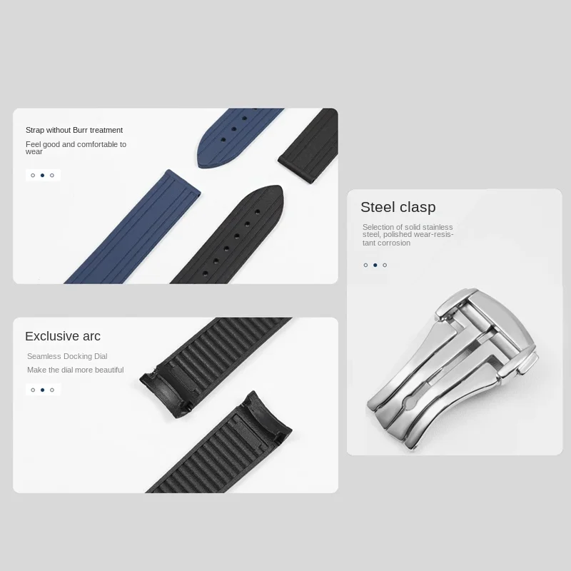 20mm Curved Rubber Silicone Watch Strap for Omega watchband Seamaster 300 Waterproof Wristbelt Men Women Bracelet Accessories