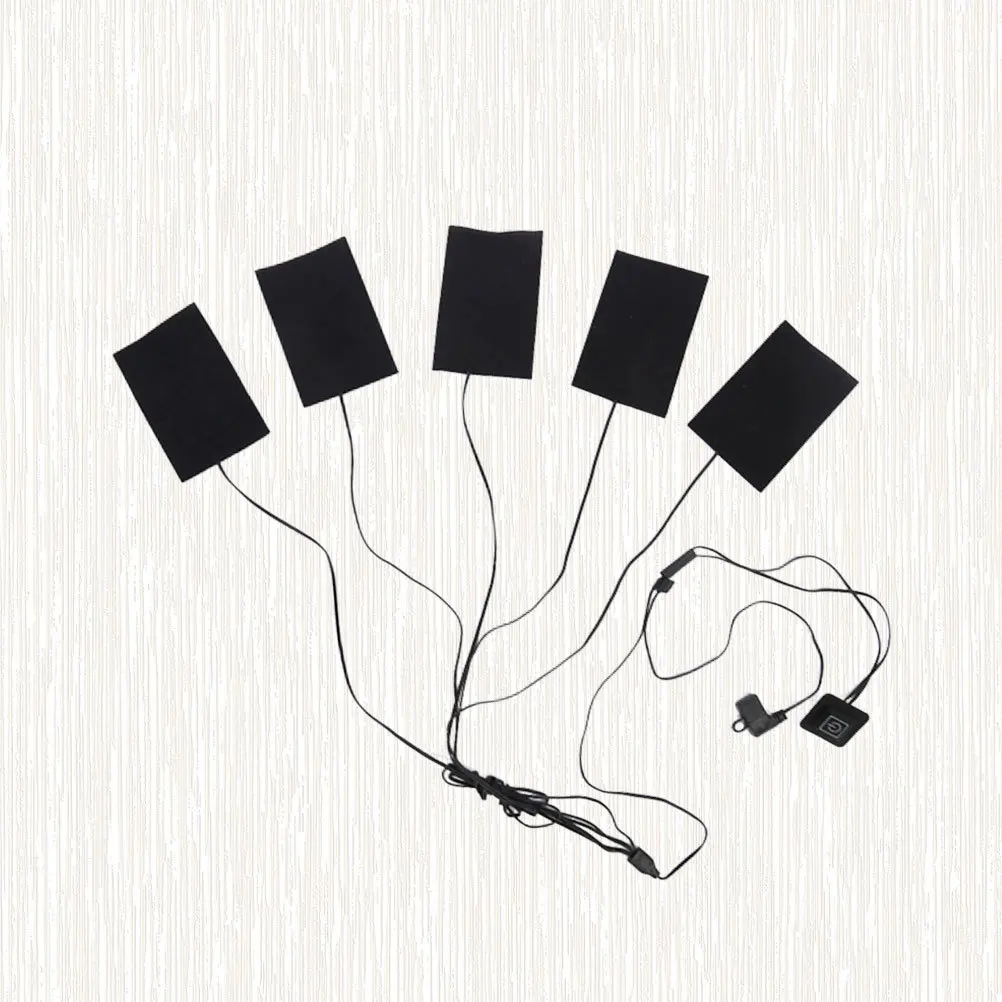 

5 in 1 USB Electric Heating Pad Carbon Fiber Heating Mat Safe Waterproof for Cloth Bed Sheet Vest Black Ergonomic Design