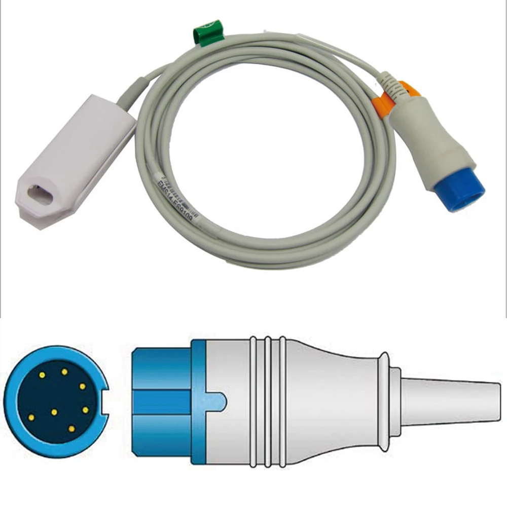 Compatible T5/T8 Patient Monitors, Reusable SPO2 Prob Sensor for Pulse Oximeter Blood Oxygen Saturation Data Monitoring