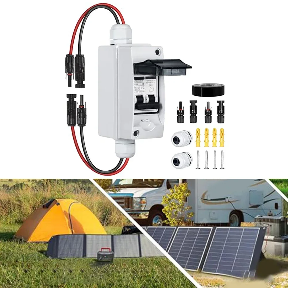 1pc Solar Panels Disconnect Switch DC 400V 2 Poles Outdoor Circuit Breaker Box IP65 Solar Panel Replacement Accessories