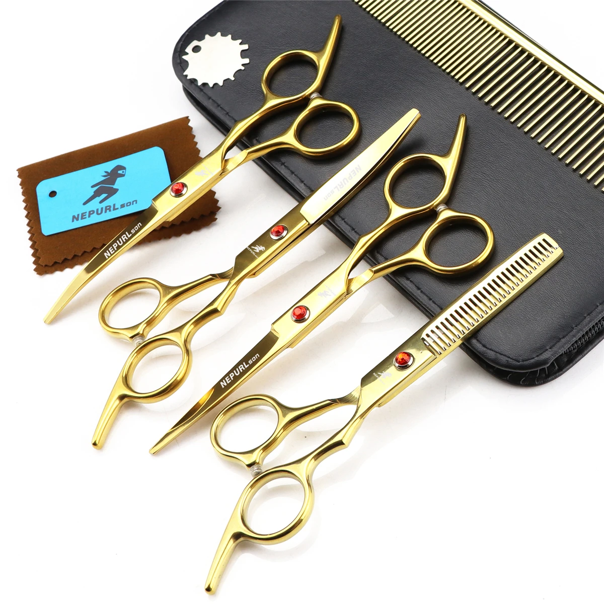 

Dog Grooming Scissors Kit 6" Gold Japan Stainless Thinning Shears Straight Scissors Dog Curved Shears Puppy Shears Dropshipping