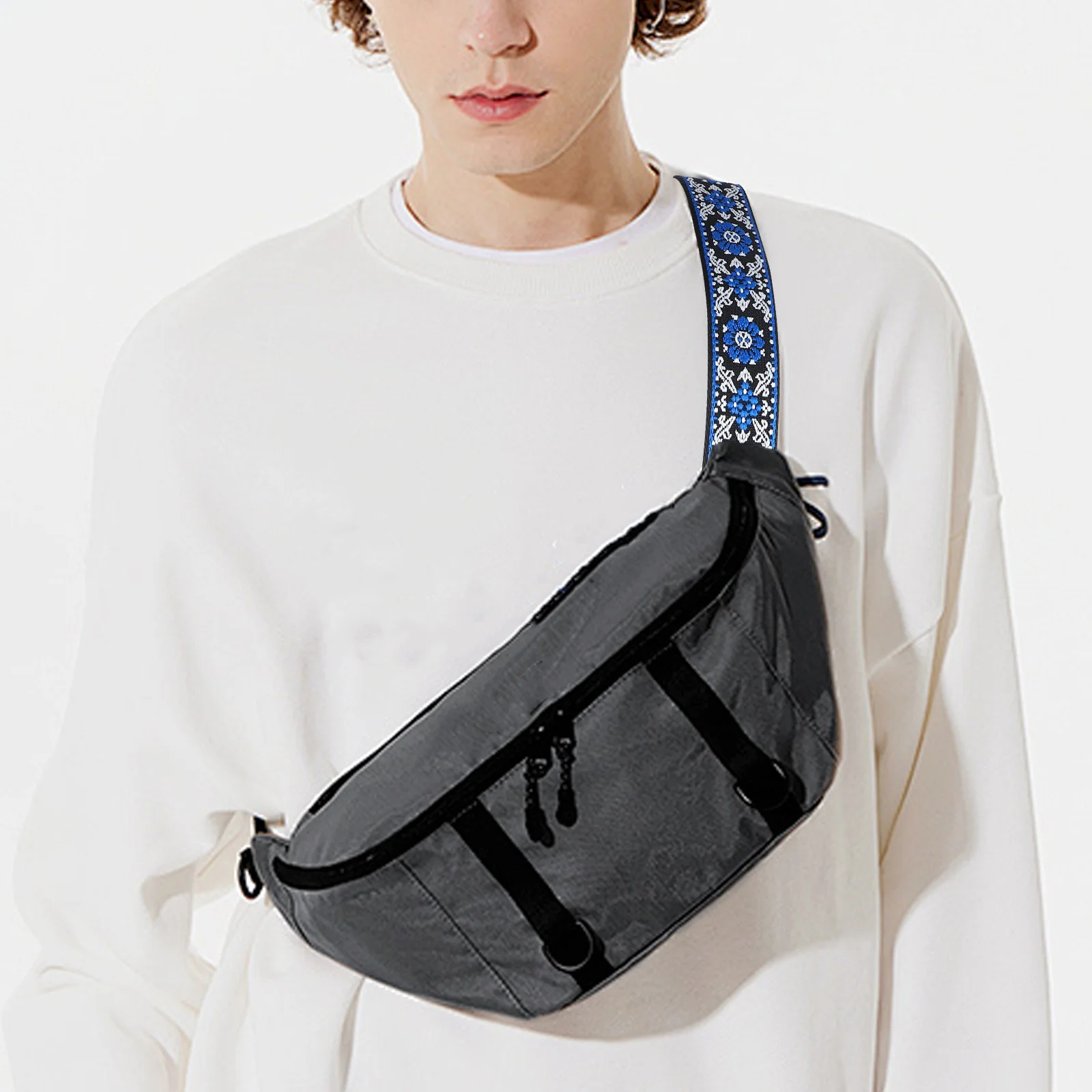 

Adjustable Ethnic Floral Embroidered Bag Strap Cotton Handbag Crossbody Straps Accessories Replacement Multicolor Designs