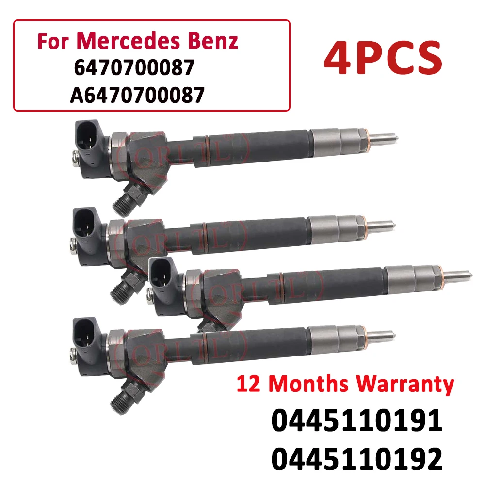 

4 Pieces 0445110192 Diesel Fuel Injector 0445110191 0986435113 0986435114 OE 6470700087 A6470700087 For MERCEDES-BENZ C-KLASSE