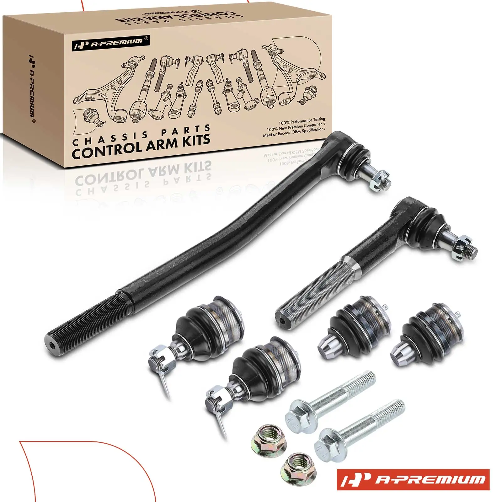 A-Premium 6x Front Tie Rod End & Ball Joint for Ford F-250 Super Duty F-350 Super Duty 1999-2004 Excursion 2000-2005