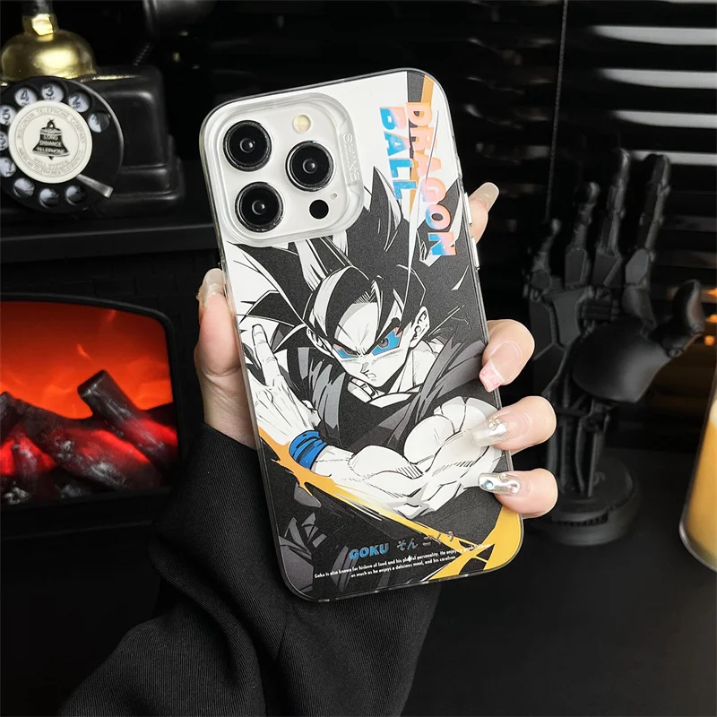 Schattige Anime D-Draken Ballen Laser Telefoon Hoesje Voor Iphone 15 14 13 12 11 Pro Max Cartoon Gradiënt Glanzende Glitter Kameleon Cover