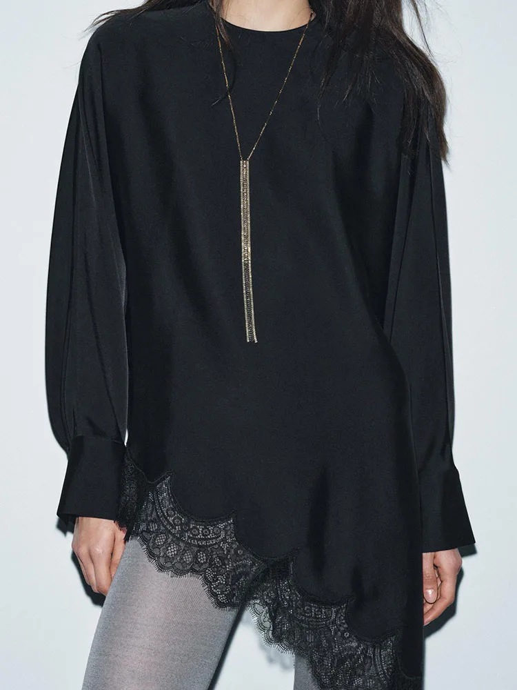 Ele round Ne Long Sve Lace irt غير متماثل غير رسمي وصل حديثًا للنساء شتاء Faion عالي الجودة Sle 966300 800