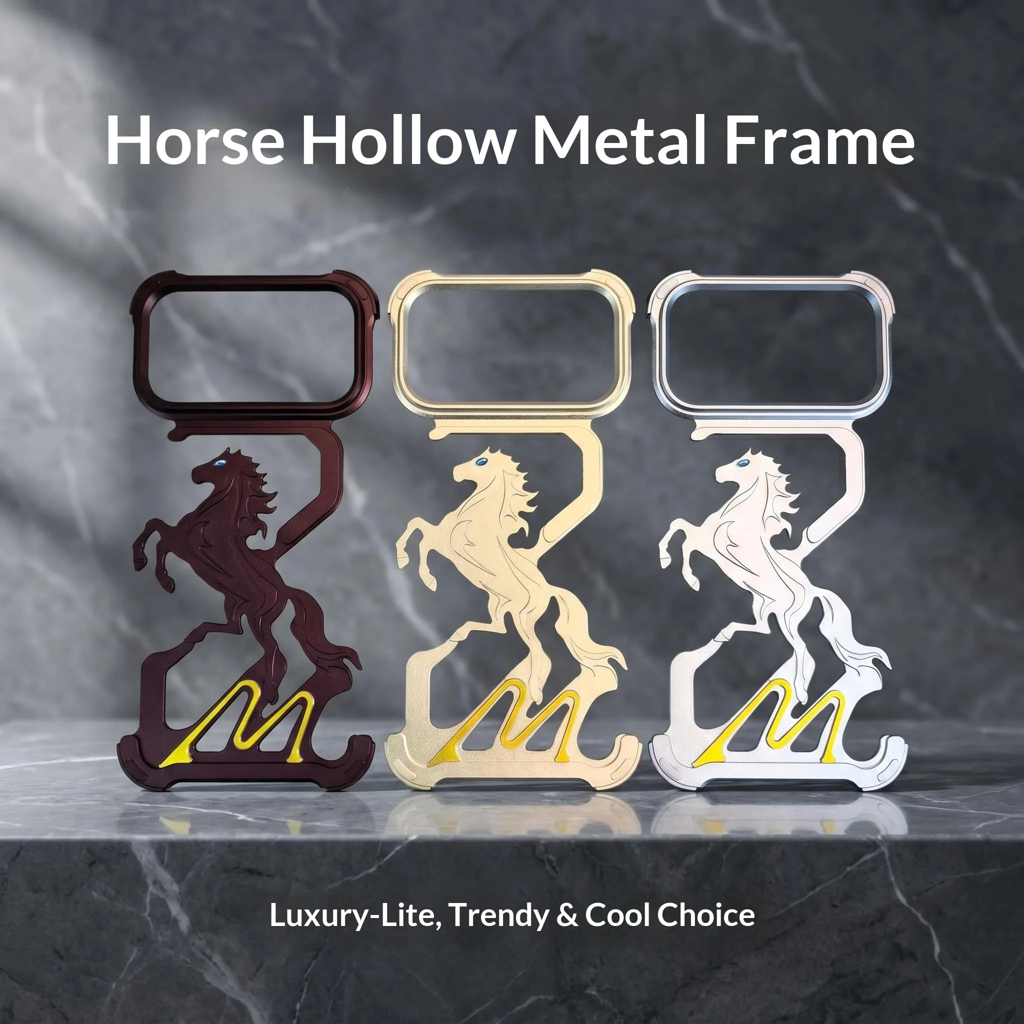 Quick Heat Dissipation Phone Case for iPhone 18 17 Pro Max, Sporty Horse Pattern, Cool Design Metal Aluminum Anti-Drop cover