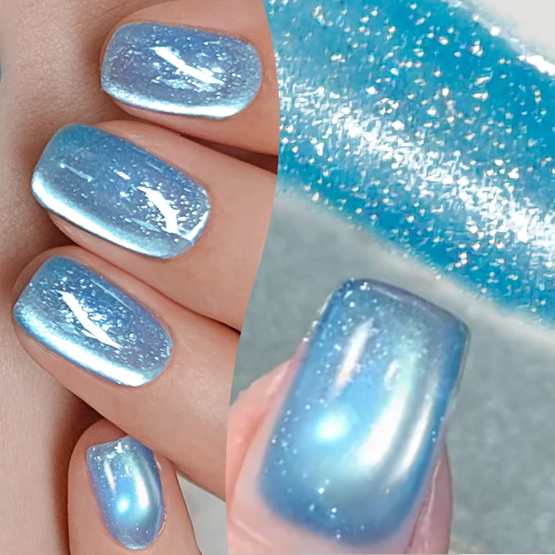 BORN PRETTY 10ml Summer Ice Transparent Pink Blue Glass Bead Cat Magnetic Gel Nail Polish Soak Off UV Varnish Nail Supplies