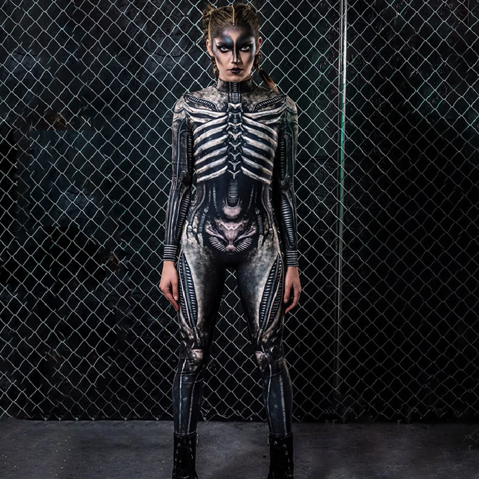 Horror Skelett Knochen Cosplay Bodysuit Halloween beängstigend Schädel Grafik Langarm Jumps puit 2024 Gothic Party Kostüm 2024 Strumpfhose