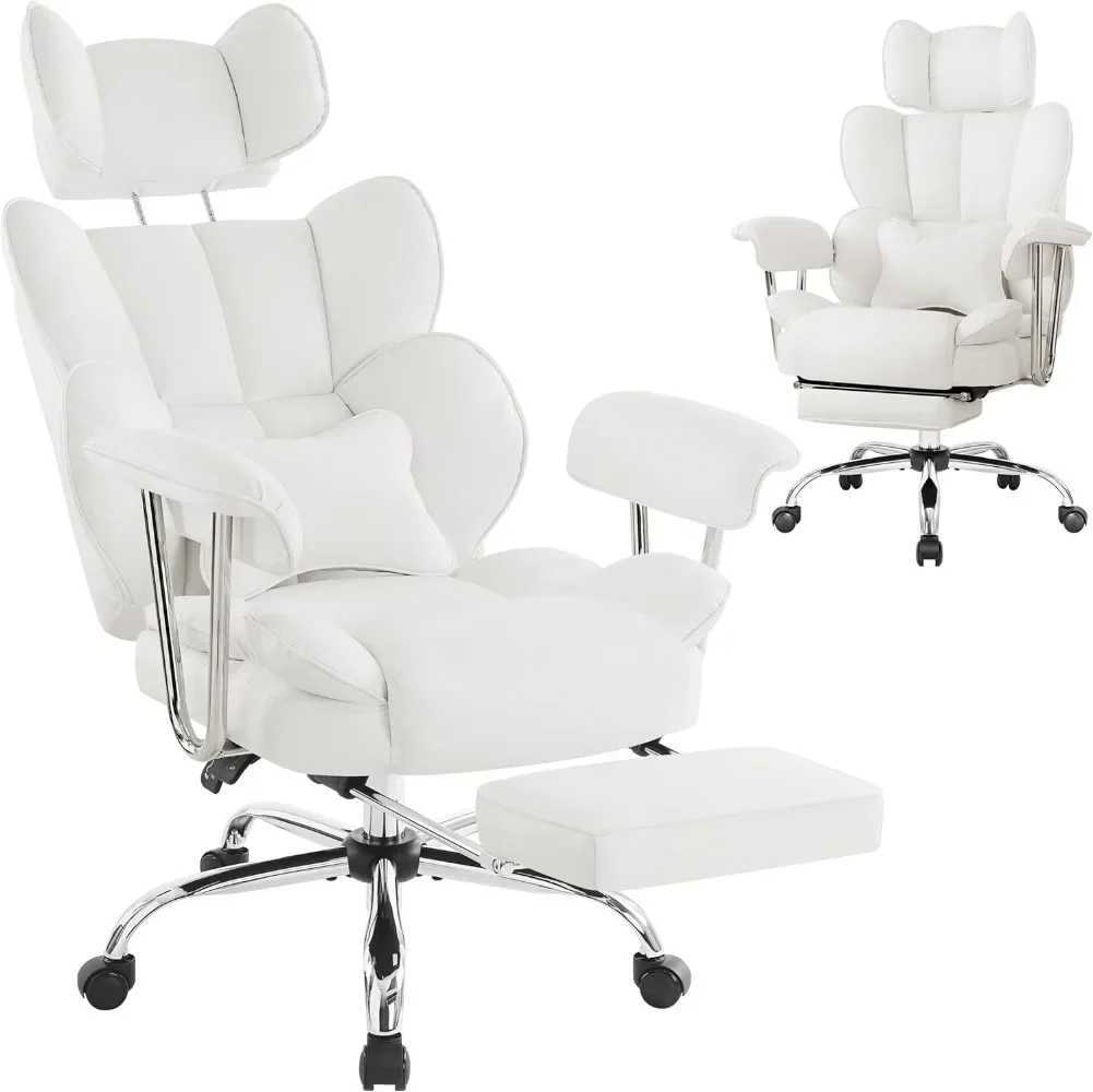 Office Chair with Foot Rest, Big and Tall Office Chair, PU Leather Reclining Office Chair, High Back Executive Desk Chair