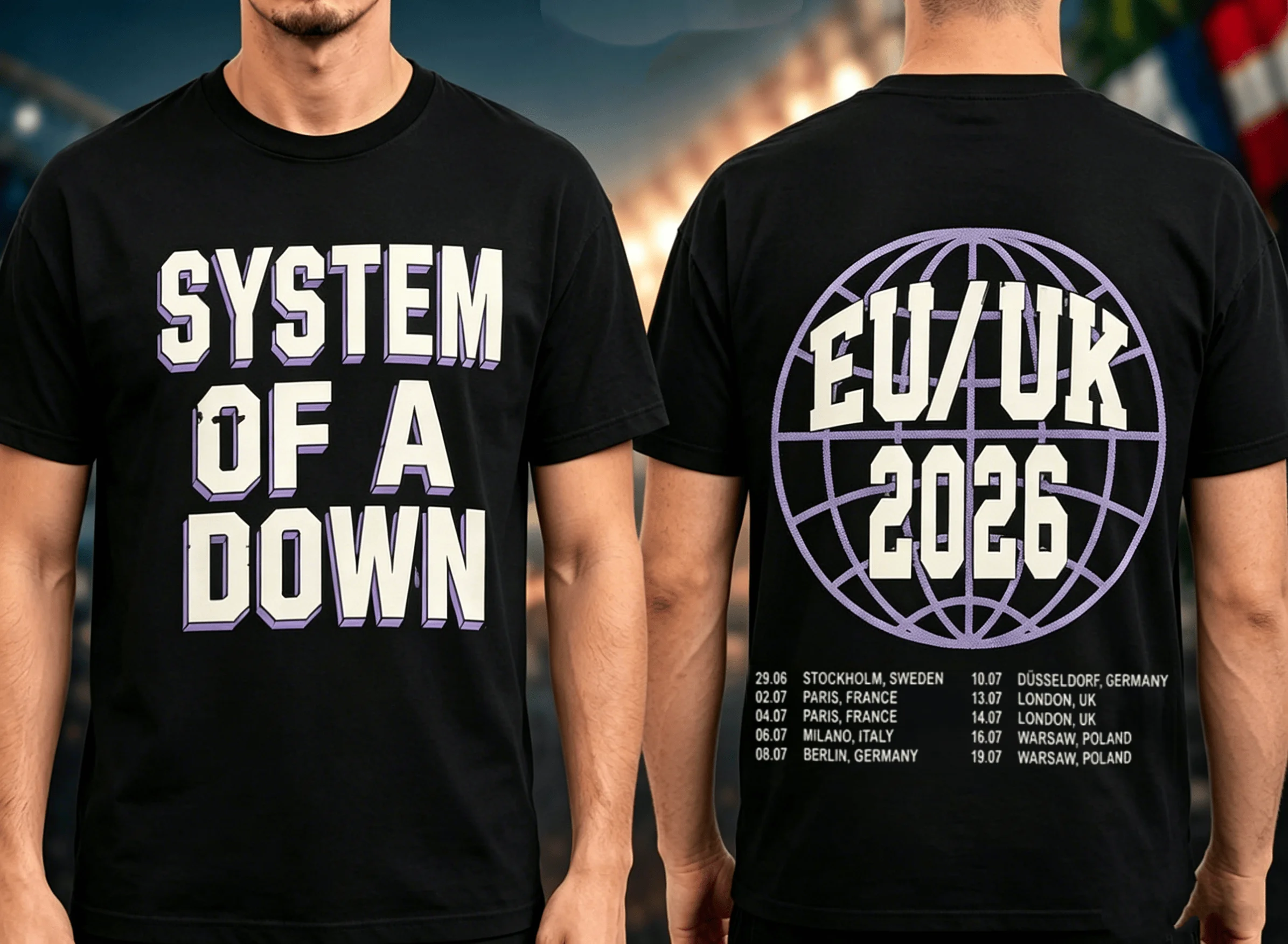 System Of A Down EU And UK 2026 Tour Merch T Shirt 100%Cotton Men's Women's Popular Oversized Fashion Tshirt Streetwear Fan Gift