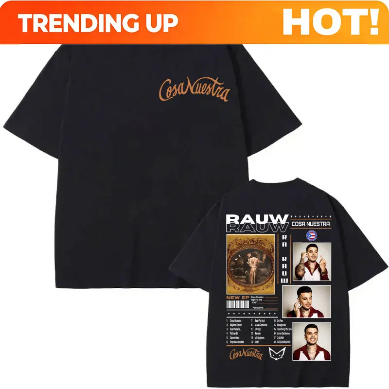 Rapper Rauw Alejandro Cosa Nuestra Merch T Shirt Men Women Clothing Fashion Hip Hop T-shirt Summer High Quality Cotton T-shirts