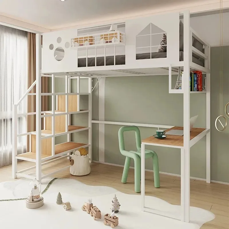 Wrought iron elevated bed adult single upper duplex second floor bed