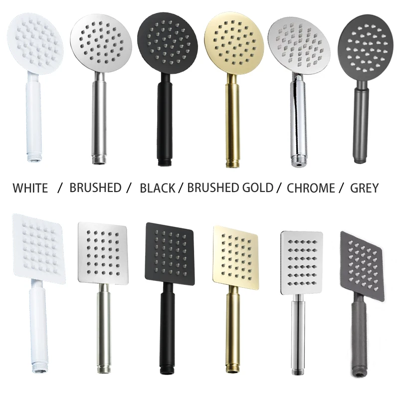 

Stainless Steel 304 Hand Held Shower Head Grey Gold White Handshower Head Bathroom Faucet Accessory Single Function Shower Head