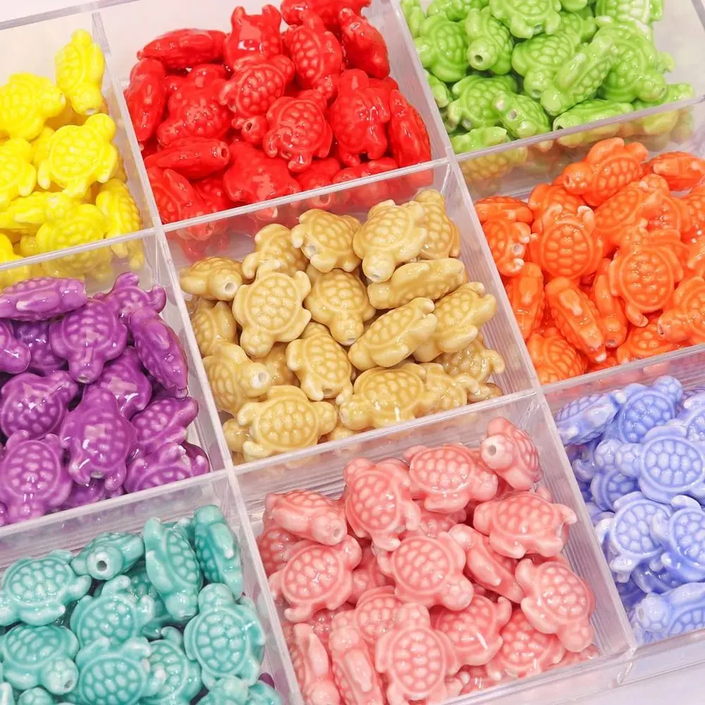 10pcs Handmade Craft Sea Turtle Bead Fresh Color Fashion Ceramic Spacer Loose Beads Ceramic Bracelet Making Kit