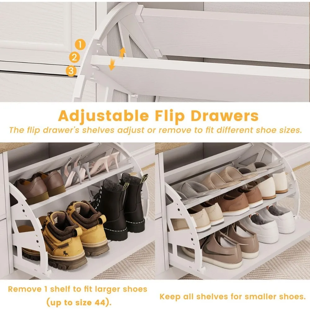 مقعد تخزين الأحذية الخشبي مع درج قلاب للمدخل وغرفة المعيشة والممر بلمسة نهائية من خشب البلوط الريفي