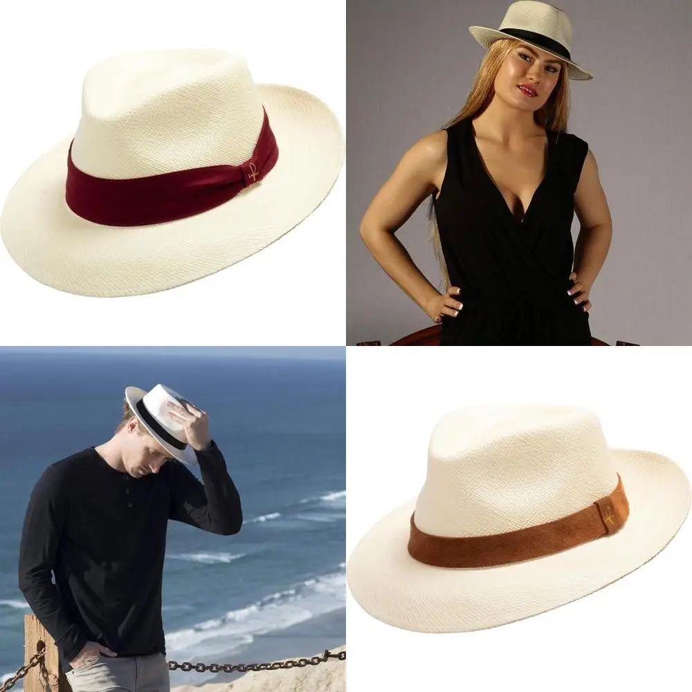 

Классическая легкая соломенная шляпа-панама, натуральный ретро-стиль для удобной летней одежды