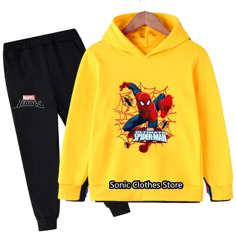 Spiderman Boys maglione Set primavera e autunno nuovi pullover bambini ragazzi grandi bambini tutto-fiammifero vestito a due pezzi