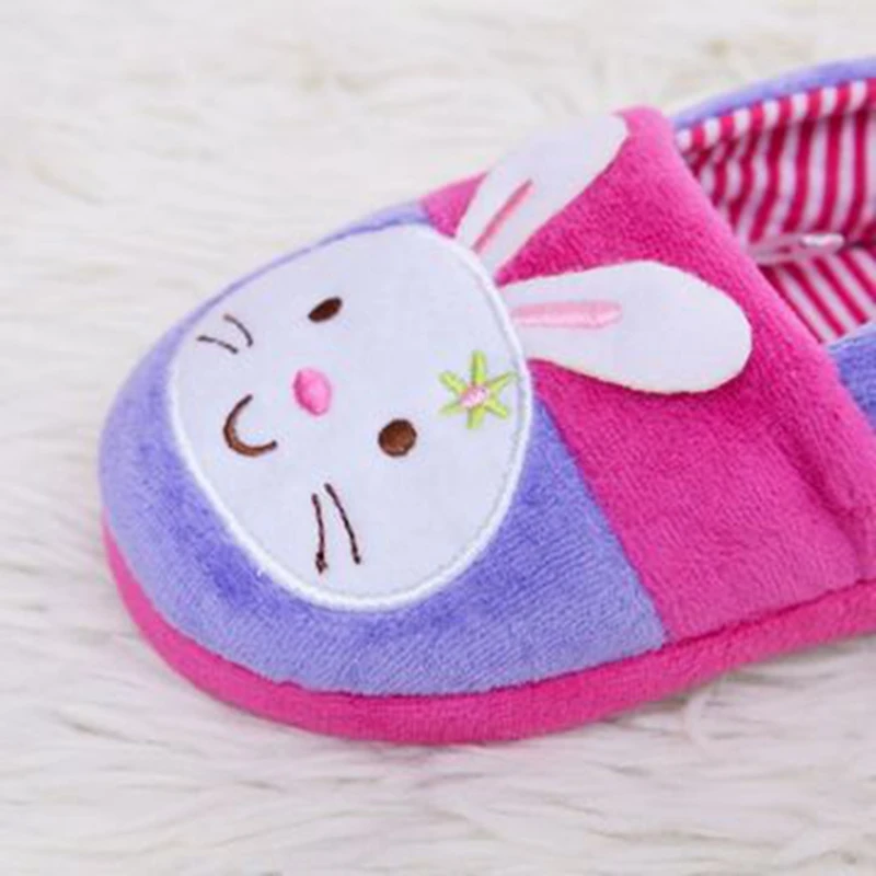 Fashion Toddler Girls Slippers for Winter Baby Loafers Plush Warm Cartoon Bunny Rubber Sole Children Home Shoes House Footwear