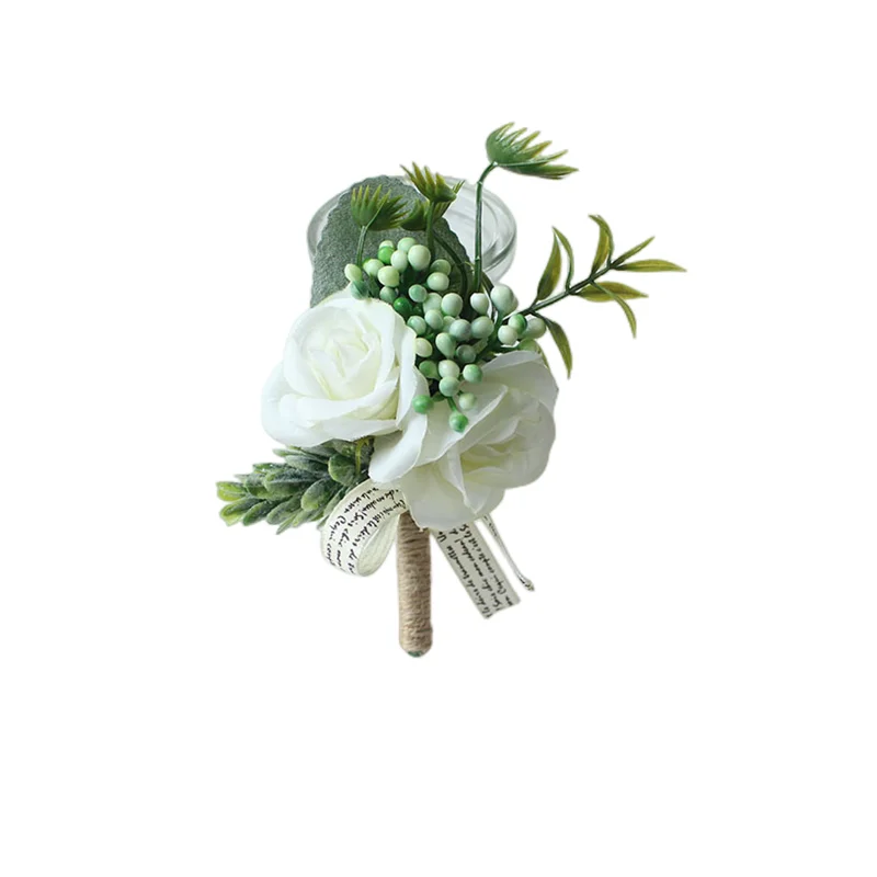 Corsage de mariage pour hommes, boutonnière rustique, blanc, poignet de mariée, demoiselle d'honneur, garçons d'honneur, fête, réunion, décorations personnelles