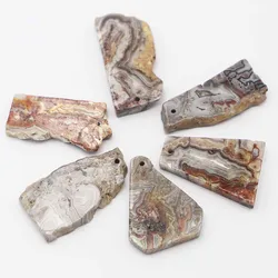 Trendy Natural Stone Moroccan Agate Slice Pendants Charms Healing Crystals for Women Men Necklace Jewelry Making 6Pcs Wholesale