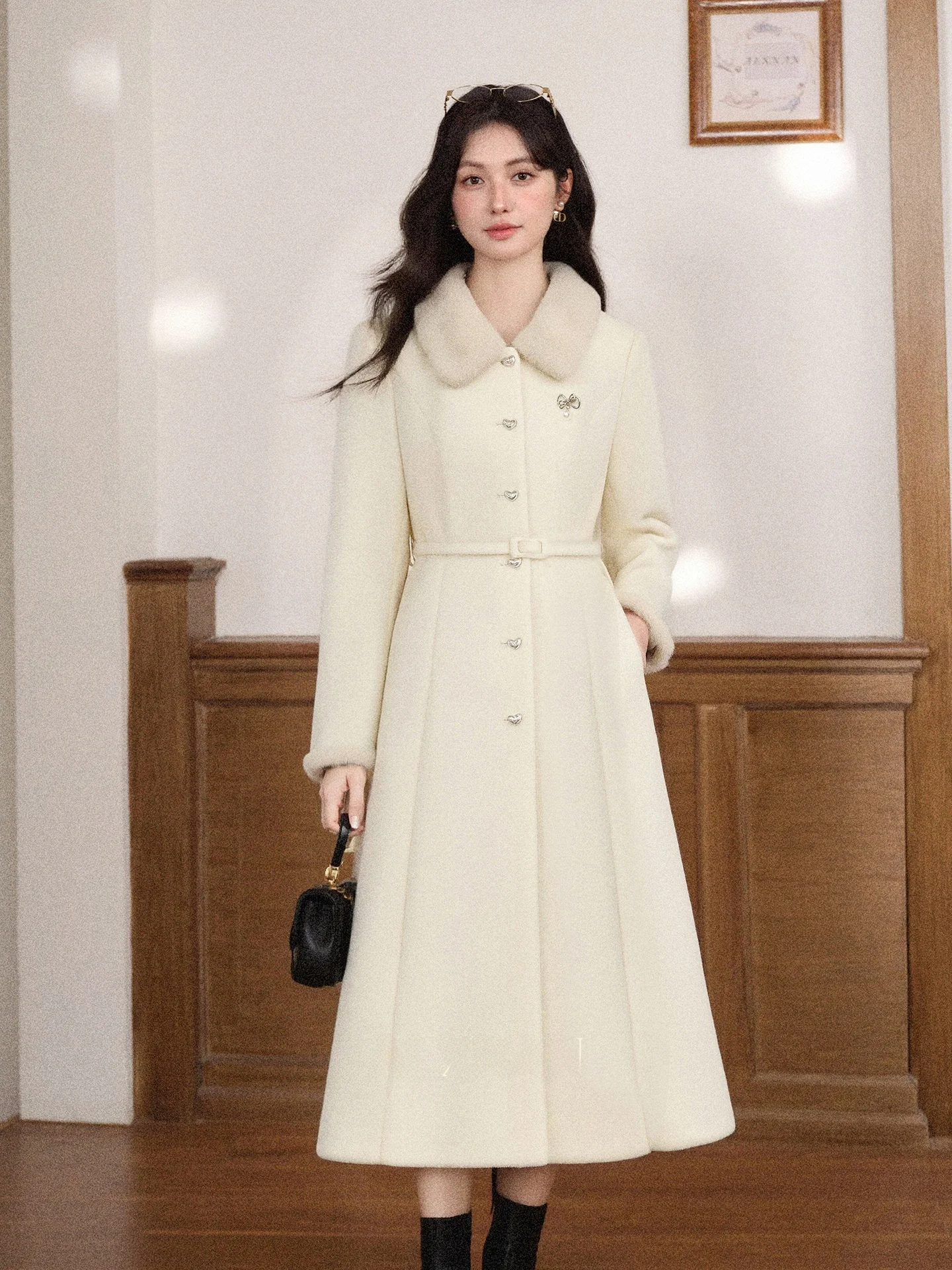 

Faionable Thi Winter Dr Women's Korean Sle Warm Contracted Moonlight Deer Southward Retro Coat Casual Long Sve Dr