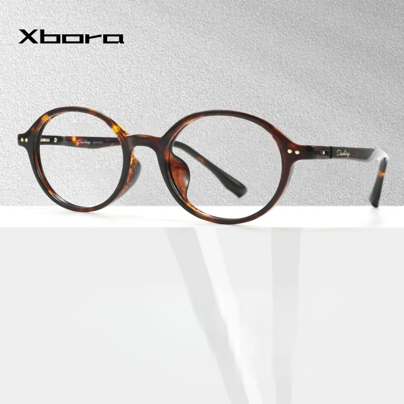 

XBORA 2026 New Men's And Women's Super Light Oval TR Retro Glasses Frame Comfortable Internet Celebrity Eyeglasses H1079B