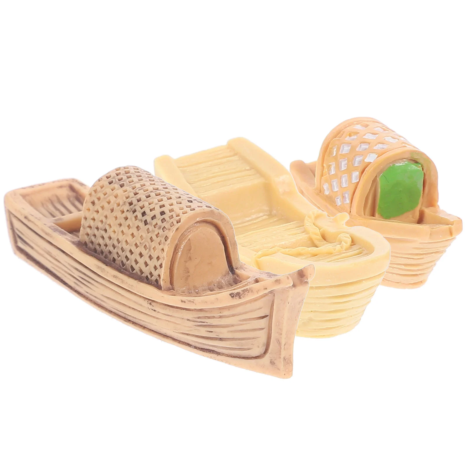 3 Pcs Micro Landscape Model Miniature Boat Decorations Figurine Resin Beach Theme Decors