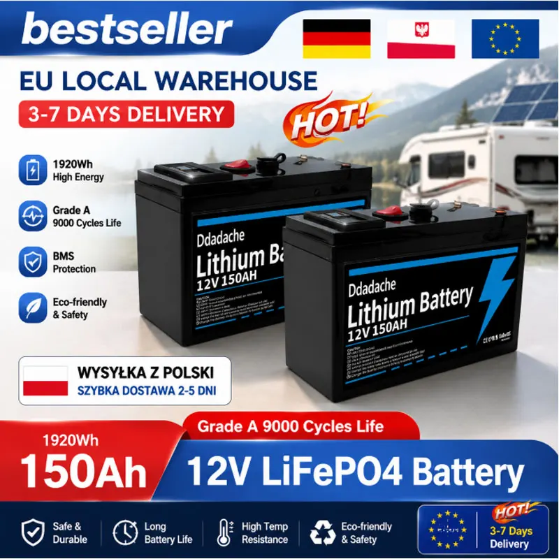 EU-Lieferung: 12V 150Ah LiFePO4 Lithium-Batterie mit USB-Ausgang, Deep-Cycle-Solar-Ladebatterie für Fischfinder, Kajak, Marine, Outdoor-Camping und netzunabhängige Anwendungen