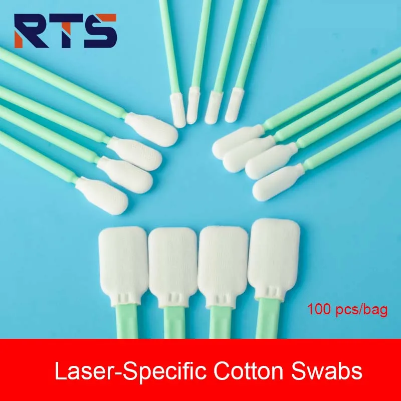 RTS 100pcs Industry Cotton Micro Swab Dus Off Fiber Laser Tools Anti-static for Cleaning Laser Lens Protective Windows Head Part