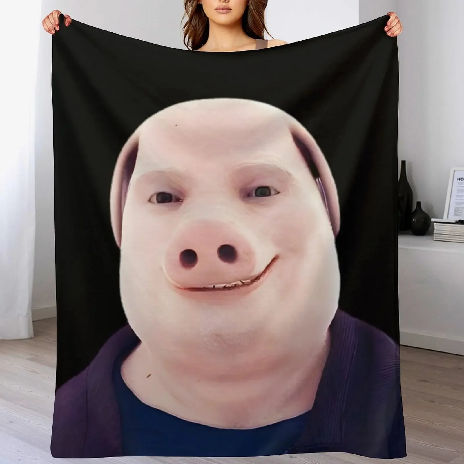 John Pork Smiling Throw Blanket For  cosplay anime Sofas Blankets