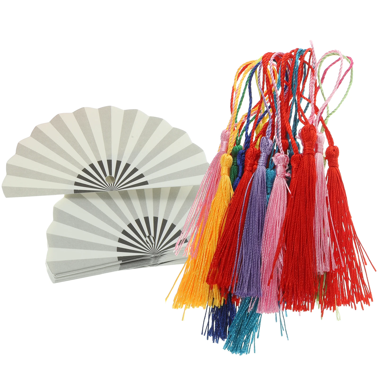 25 Blank Fan Paper Blank Bookmark Bookmarks 350g Cardstock DIY Material Unpainted Tags Tassel for Students Christmas Gifts