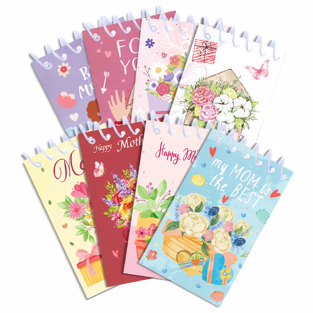 

Portable Vertical Flip Journals Tear-Off Notebook 8-Pack Note Books Decorative Mother'S Day Spiral Notebooks Travel Stationery