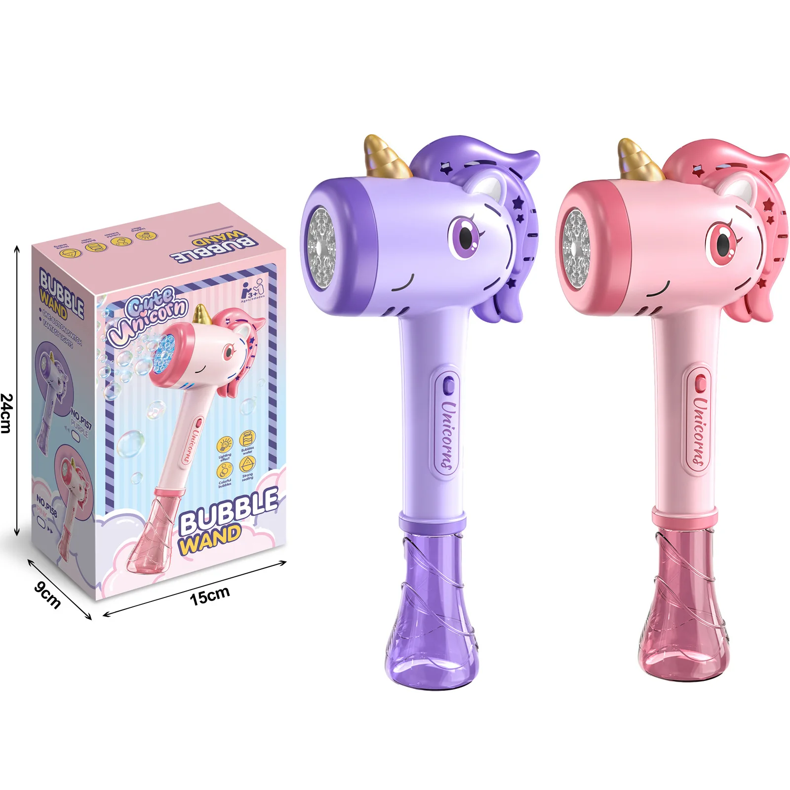 Unicorn Auto bulle baguette fabricant pistolet automatique bulle baguette souffleur Machine jouets avec musique légère pour fille naissance gay cadeau