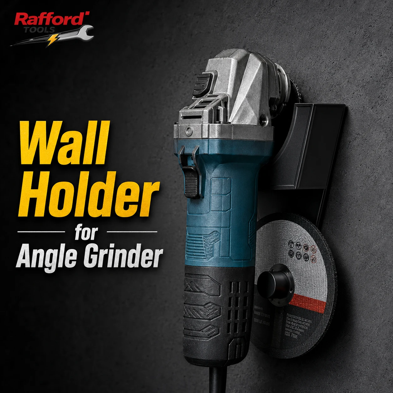Rafford Angle Grinder Wall Holder 2-in-1 Power Tool Storage Rack with Grinding Disc Organizer Space Saving Garage Workshop Mount
