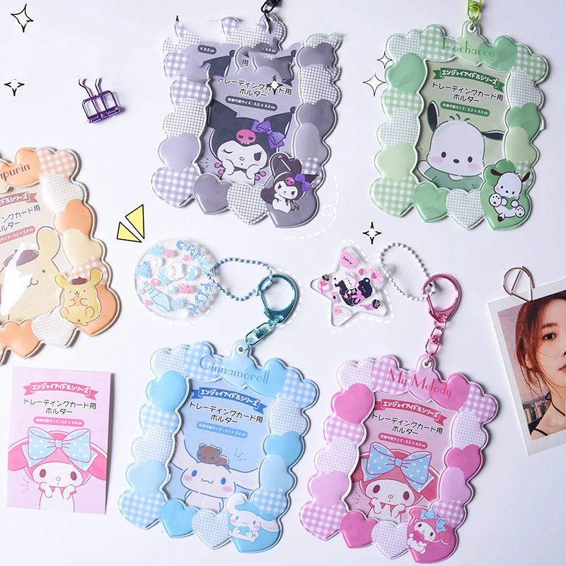 Sanrios Card Storage Case Anime Characters Hellokittys Kuromi Melody Students Meal Card Pochacco Bus Id Card Holder Keychain