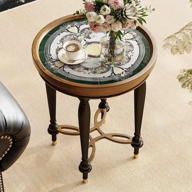 CX retro American phone table sofa light luxury solid wood small round table