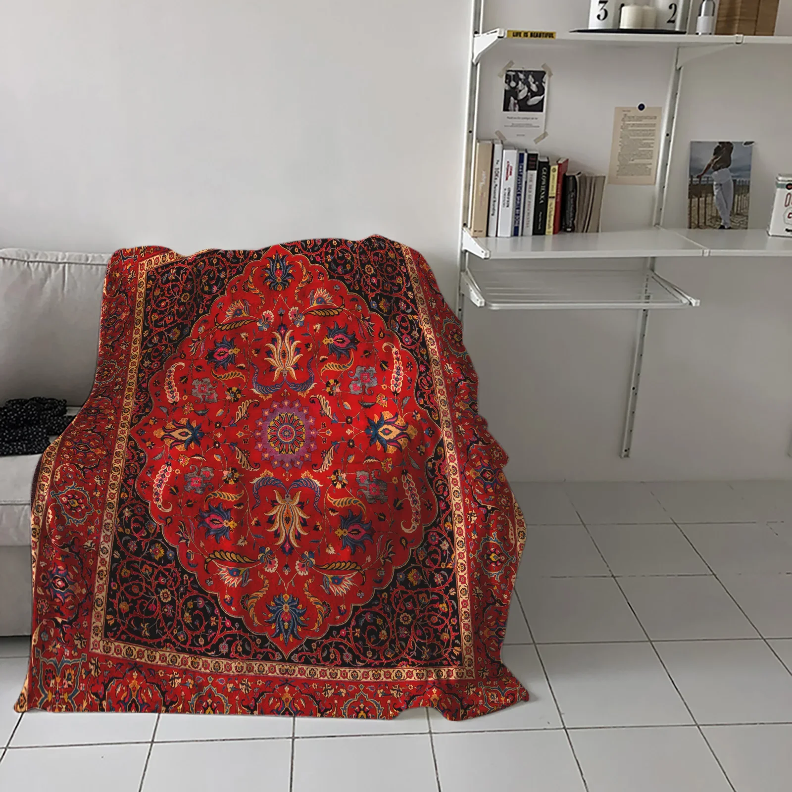Antique Persian Rug Flannel Blanket Warm Soft Sofa Blanket Winter Sheet Bedspread Camping Travel Blanket
