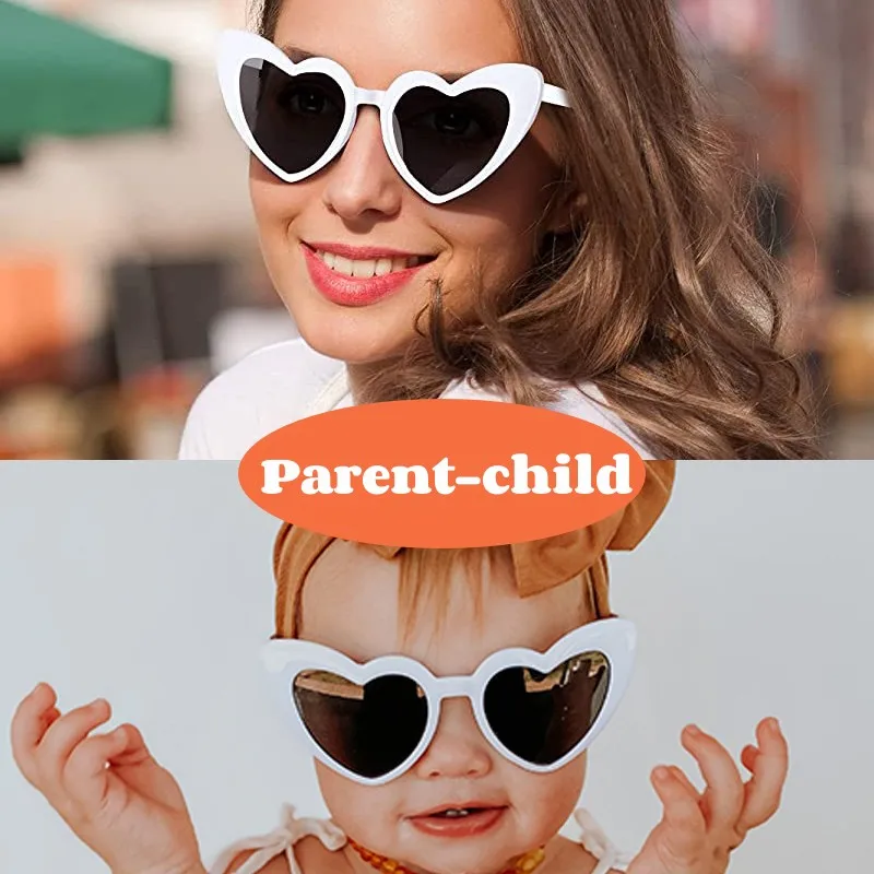 

Fashion Parent-child Heart Shape Sunglasses Luxury Adult Kids Outdoor Travel UV Protection Eyewear Vintage Heart Sports Goggles