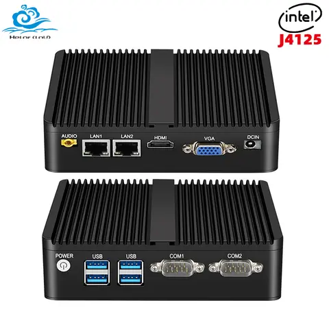 산업용 팬리스 미니 PC, 인텔 셀러론 J4125, 윈도우 10, 2x 기가비트 이더넷, 2x RS232, DDR4, HDMI, VGA, 와이파이, 3G, 4G 컴퓨터