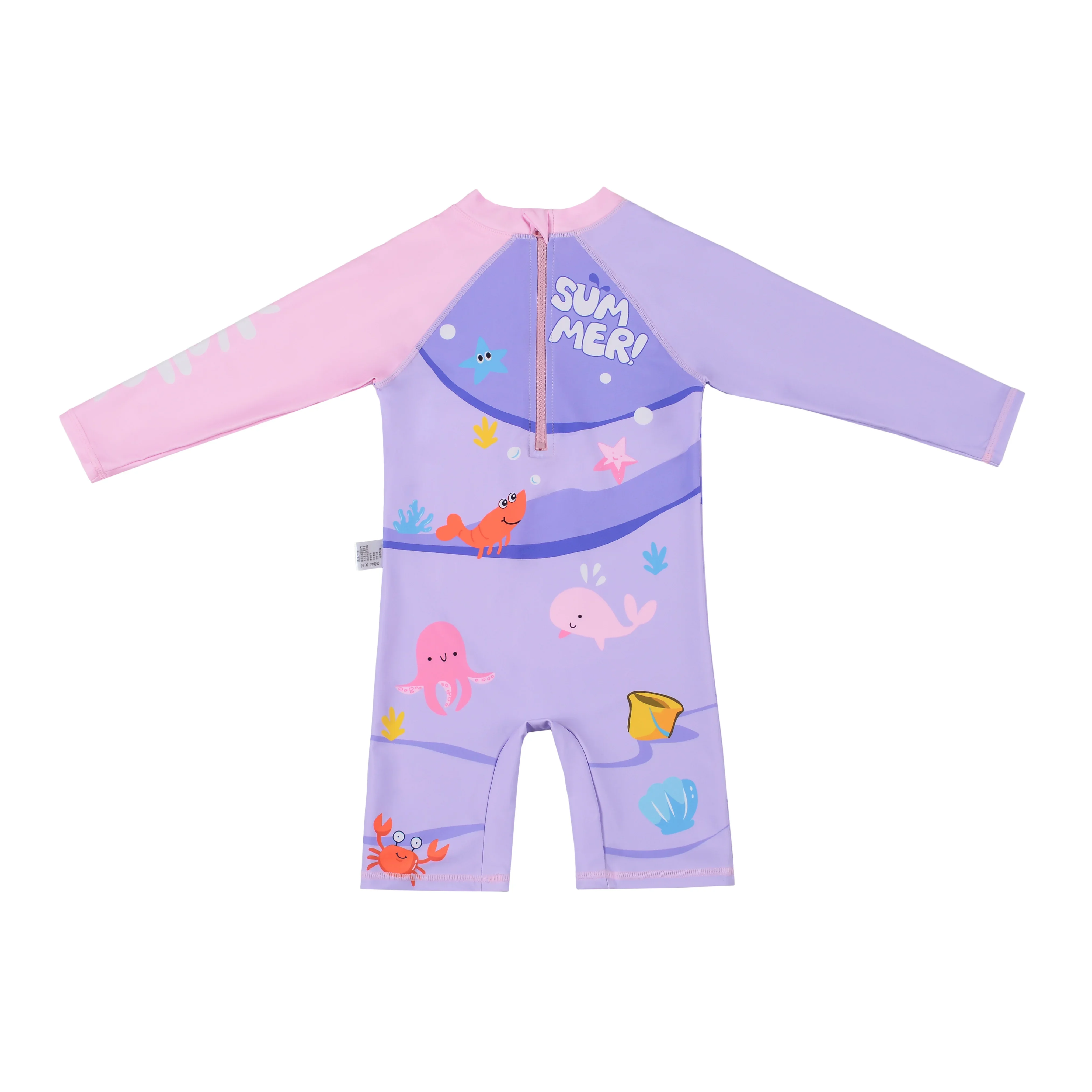 2PCS Narwhal Print Baby Swimwear Pink Long Sleeves Children‘s Swimsuit Bathing Clothes Cap Girl Kids Swimming Diving Suit UPF 50