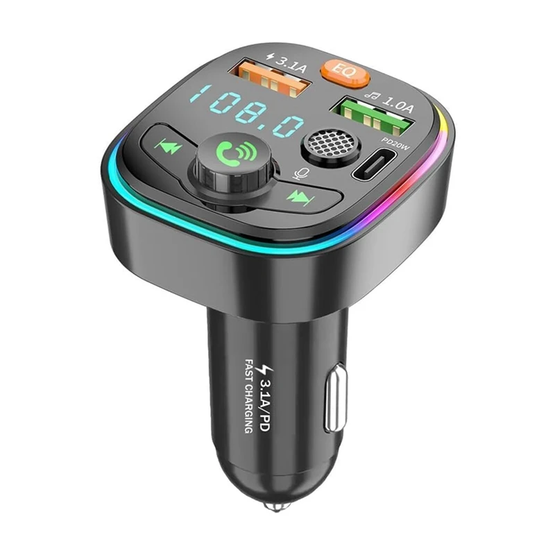 RISE-Bluetooth Car Adapter, Bluetooth Fm Transmitter Wireless Modulator Fast Car Charger MP3 Player Radio Kit For Car Stereo