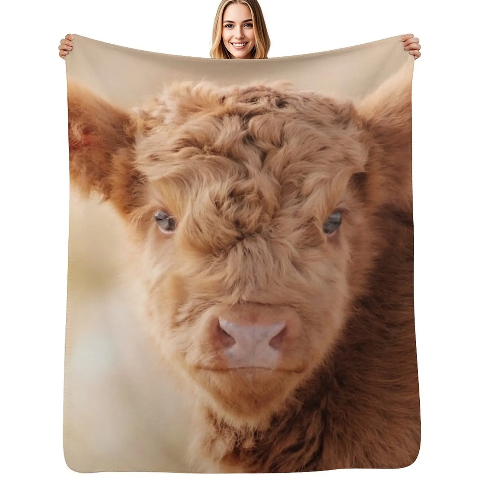 

Baby Scottish Highlander Photo Animal Photography Scottish Highland Calf Throw Blanket Fuzzy Plush Throw Blanket for Sofa Chair