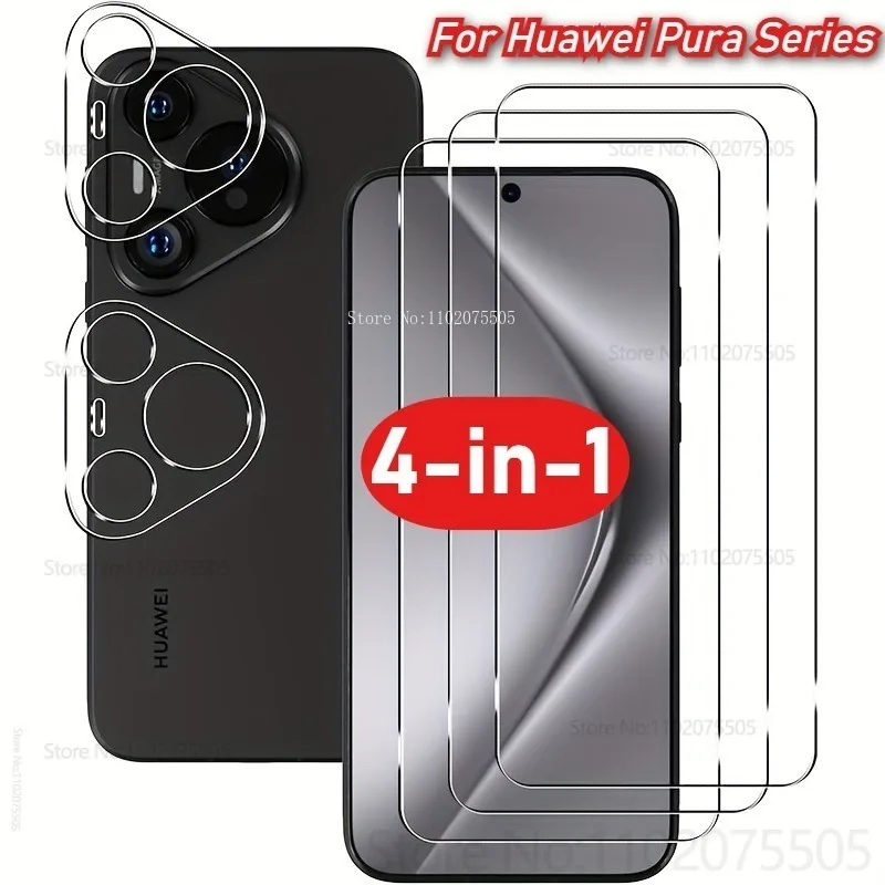 

[4-in-1]2Pcs Full Coverage Tempered Glass+2Pcs Camera Lens Protector for Huawei Pura 80 Ultra/80 Pro+/Pura 70 Ultra/70 Pro+ Film