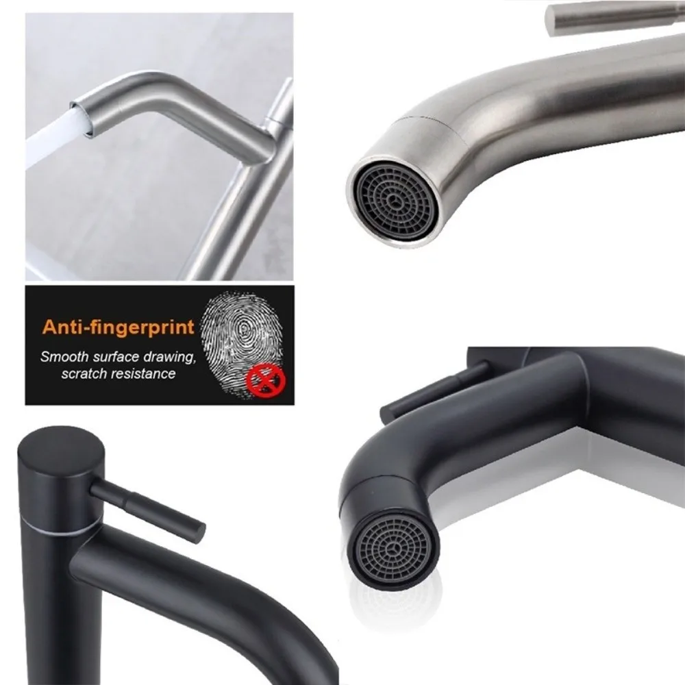 

Sink Tap Bathroom Basin Faucet Single Handle Deck Mounted Stainless Steel Water Tap Rust-proof Brushed Bathroom Faucet Toilet