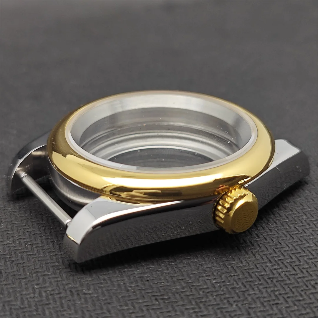 36mm/ 39mm Oyster Watch Case PVD Rose / Gold Stainless Steel Curved Border Caseback Watch Accessories for NH35/ NH36 Movement